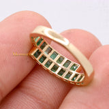 Channel Set Natural Emerald Square Cut Gemstone 14k Yellow Gold Ring For Women & Mens