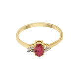 Natural Ruby and Diamond 14k Yellow Gold Ring