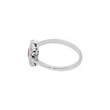 Precious Square Cut Ruby Gemstone and Diamond 14k White Gold Ring For Her