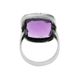 Natural Amethyst Gemstone and Diamond 925 Sterling Silver Ring