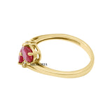 Natural Oval Cut Ruby Gemstone and Diamond 14k Yellow Gold Bypass Ring
