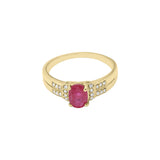 Natural Oval Cut Ruby Gemstone and Diamond 18k White Gold Handmade Ring For Women