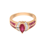 Natural Ruby Gemnstone and Diamond 14k Yellow Gold Ring