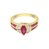 Natural Ruby Gemnstone and Diamond 14k Yellow Gold Ring