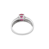 Natural Oval Cut Ruby Gemstone and Diamond 18k White Gold Handmade Ring For Women