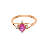 Natural Oval Cut Ruby Gemstone With Diamond 14k Yellow Gold Ring