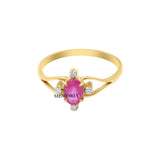 Natural Oval Cut Ruby Gemstone With Diamond 14k Yellow Gold Ring