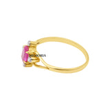 Natural Oval Cut Ruby Gemstone With Diamond 14k Yellow Gold Ring