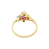 Natural Oval Cut Ruby Gemstone With Diamond 14k Yellow Gold Ring