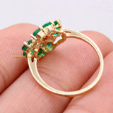 Designer Natural Emerald Gemstone & Diamond Ring In 14k Yellow Gold