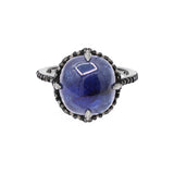 Natural Blue Sapphire Gemstone and Diamond 925 Sterling Silver Ring
