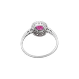 Unique Natural Ruby Oval Cut Gemstone and Diamond 14k White Gold Ring For Womens