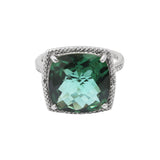 Natural Green Tourmaline Square Cut Gemstone 925 Silver Ring