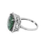 Natural Green Tourmaline Square Cut Gemstone 925 Silver Ring