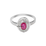 Natural Oval Shaped Ruby Gemstone With Diamond 18k Yellow Gold Ring