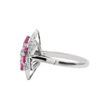 Precious Natural Ruby Gemstone and Diamond 18k White Gold Star Shaped Ring For Her