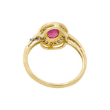 Natural Oval Shaped Ruby Gemstone With Diamond 18k Yellow Gold Ring