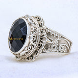 Natural Black Onyx Oval Cut Gemstone 925 Sterling Silver Ring For Womens