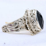 Natural Black Onyx Oval Cut Gemstone 925 Sterling Silver Ring For Womens