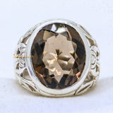 Natural Smoky Quartz Gemstone 925 Sterling Silver Ring