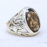 Natural Smoky Quartz Gemstone 925 Sterling Silver Ring