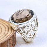 Natural Smoky Quartz Gemstone 925 Sterling Silver Ring