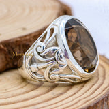 Natural Smoky Quartz Gemstone 925 Sterling Silver Ring