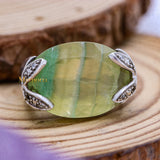 Natural Flurite Gemstone 925 Sterling Silver Antique Ring