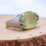 Natural Flurite Gemstone 925 Sterling Silver Antique Ring