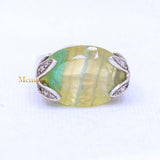 Natural Flurite Gemstone 925 Sterling Silver Antique Ring