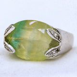Natural Flurite Gemstone 925 Sterling Silver Antique Ring