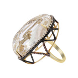Crystal and Diamond 925 Sterling Silver Gold Plated Ring