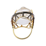 Crystal and Diamond 925 Sterling Silver Gold Plated Ring