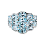 925 Sterling Silver Oval Cut Designer Blue Topaz Gemstone Ring