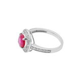 Handmade Natural Ruby Round Cut Gemstone With Diamond 18k White Gold Ring For Women