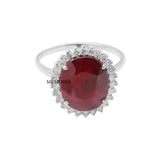 Oval Shaped Natural Ruby Gemstone and Diamond 14k Yellow Gold Elegant Ring