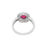 Handmade Natural Ruby Round Cut Gemstone With Diamond 18k White Gold Ring For Women