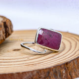 925 Sterling Silver Natural Ruby Gemstone Plain Handmade Ring