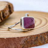 925 Sterling Silver Natural Ruby Gemstone Plain Handmade Ring