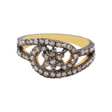 Natural Diamond 925 Sterling Silver Gold Plated Ring