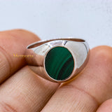 925 Sterling Silver Malachite Gemstone Unisex Ring
