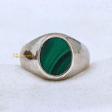 925 Sterling Silver Malachite Gemstone Unisex Ring