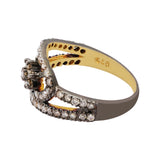 Natural Diamond 925 Sterling Silver Gold Plated Ring