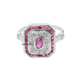 Natural Pink Sapphire Gemstone and Diamond 14k Yellow Gold Ring