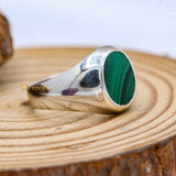 925 Sterling Silver Malachite Gemstone Unisex Ring
