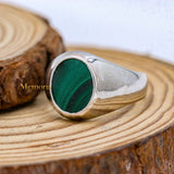 925 Sterling Silver Malachite Gemstone Unisex Ring