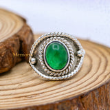 Handmade 925 Silver Natural Green Onyx Gemstone Ring For Womens