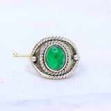 Handmade 925 Silver Natural Green Onyx Gemstone Ring For Womens