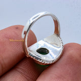 Handmade 925 Silver Natural Green Onyx Gemstone Ring For Womens