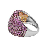 Natural Pink Sapphire Gemstone 925 Sterling Silver Gold Plated Ring